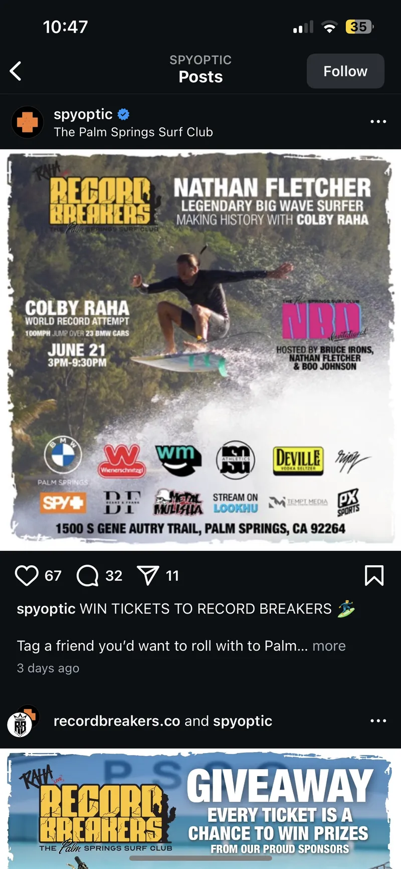 Spy Optic post with the Nathan Fletcher graphic