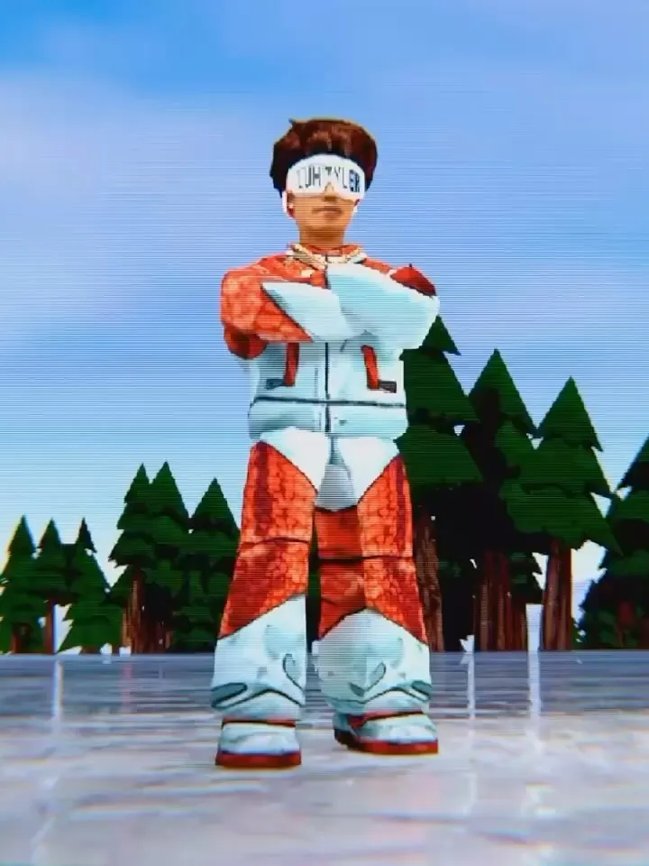 Game animation of the Luh Tyler low poly model, arms crossed on an ice rink