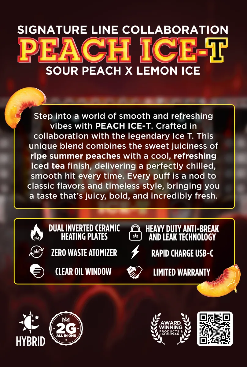Peach ICE-T text blast graphic